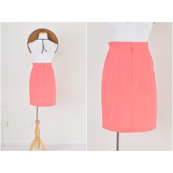 Vintage 90s‎ Salmon High Waisted Skirt size 12 | 28-30 waist - Picture 1 of 10